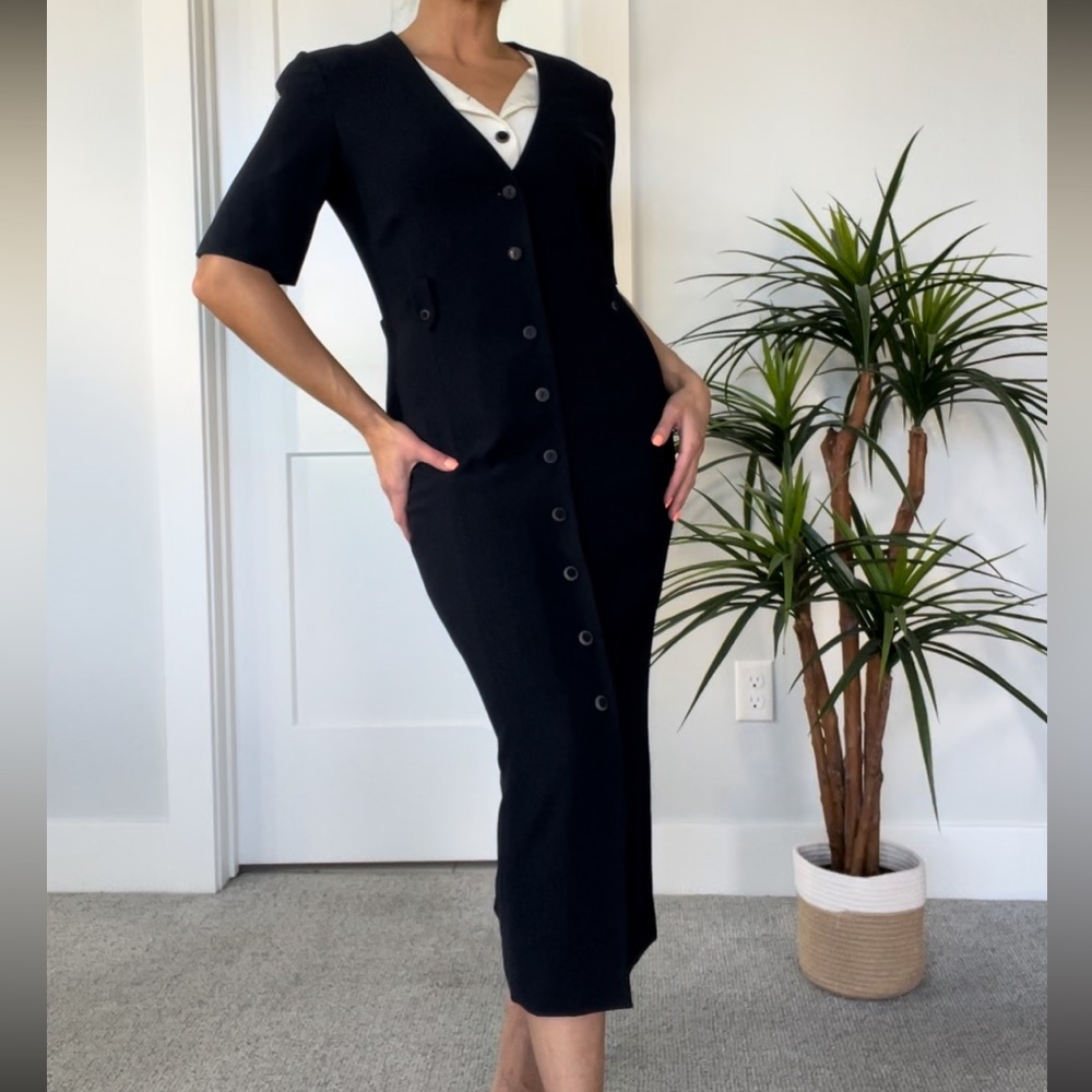 Navy Blue and White Button Down Dress Size 8
